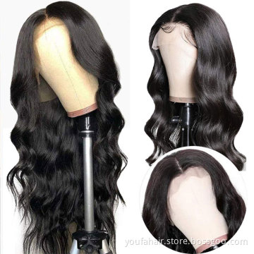 Cheap 10A Body Wave 100% Human Hair Wig 40 Inch High Quality Indian Virgin Hair Lace Closure Long Wig 150 Density For The Black